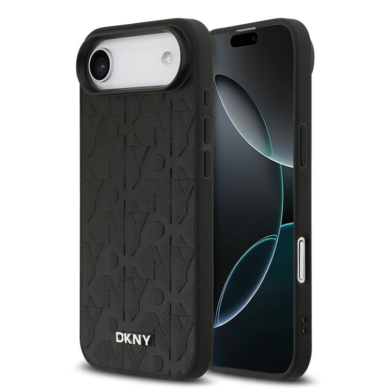 apple iphone 17 air kilif dkny orjinal lisansli m safe sarj ozellikli 3d yazili grid pattern kapak iphone 17 air dkny 503941 40 o.jpg