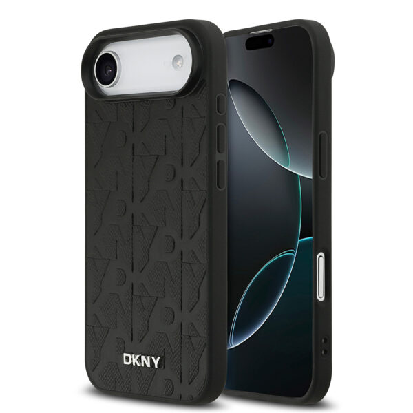 apple iphone 17 air kilif dkny orjinal lisansli m safe sarj ozellikli 3d yazili grid pattern kapak iphone 17 air dkny 503949 40 b 1.jpg