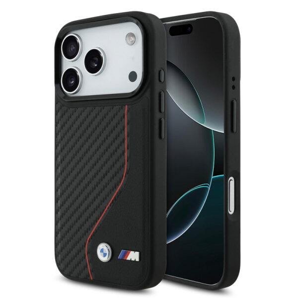 apple iphone 17 pro kilif bmw orjinal lisansli m safe sarj ozellikli metal bmw ve m logolu pu karbon tasarimli kapak iphone 17 pro bmw 476453 39 o.jpg