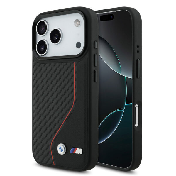 apple iphone 17 pro kilif bmw orjinal lisansli m safe sarj ozellikli metal bmw ve m logolu pu karbon tasarimli kapak iphone 17 pro bmw 476455 39 b 1.jpg