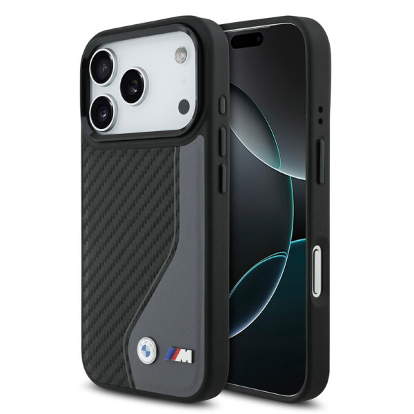 apple iphone 17 pro kilif bmw orjinal lisansli m safe sarj ozellikli metal bmw ve m logolu pu karbon tasarimli kapak iphone 17 pro bmw 486239 39 b 1.jpg