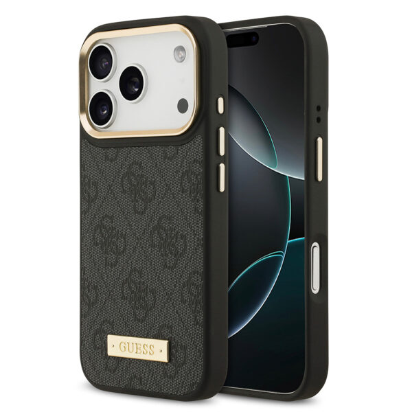 apple iphone 17 pro kilif guess orjinal lisansli m safe sarj ozellikli 4g desenli pu metal plaka klasik logolu kapak iphone 17 pro guess 479405 39 b 1.jpg