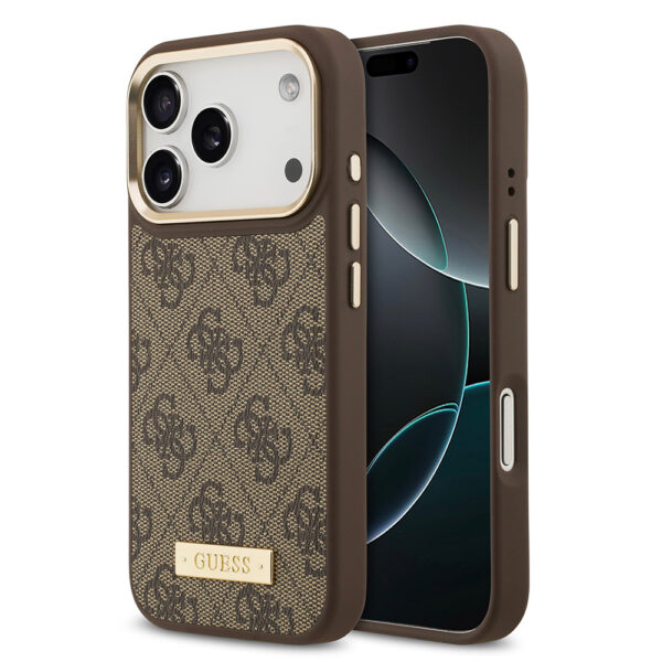 apple iphone 17 pro kilif guess orjinal lisansli m safe sarj ozellikli 4g desenli pu metal plaka klasik logolu kapak iphone 17 pro guess 479413 39 b 1.jpg