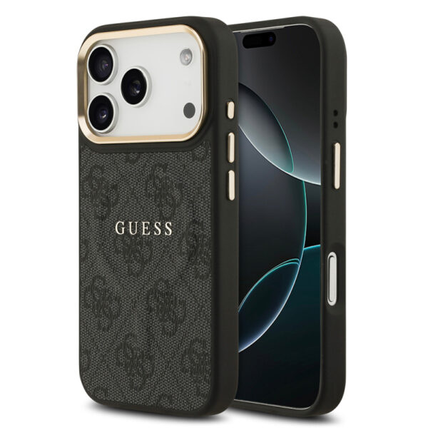 apple iphone 17 pro kilif guess orjinal lisansli m safe sarj ozellikli gold metal kamera cerceveli pu deri 4g desenli yazi logolu kapak iphone 17 pro guess 476316 39 o.jpg