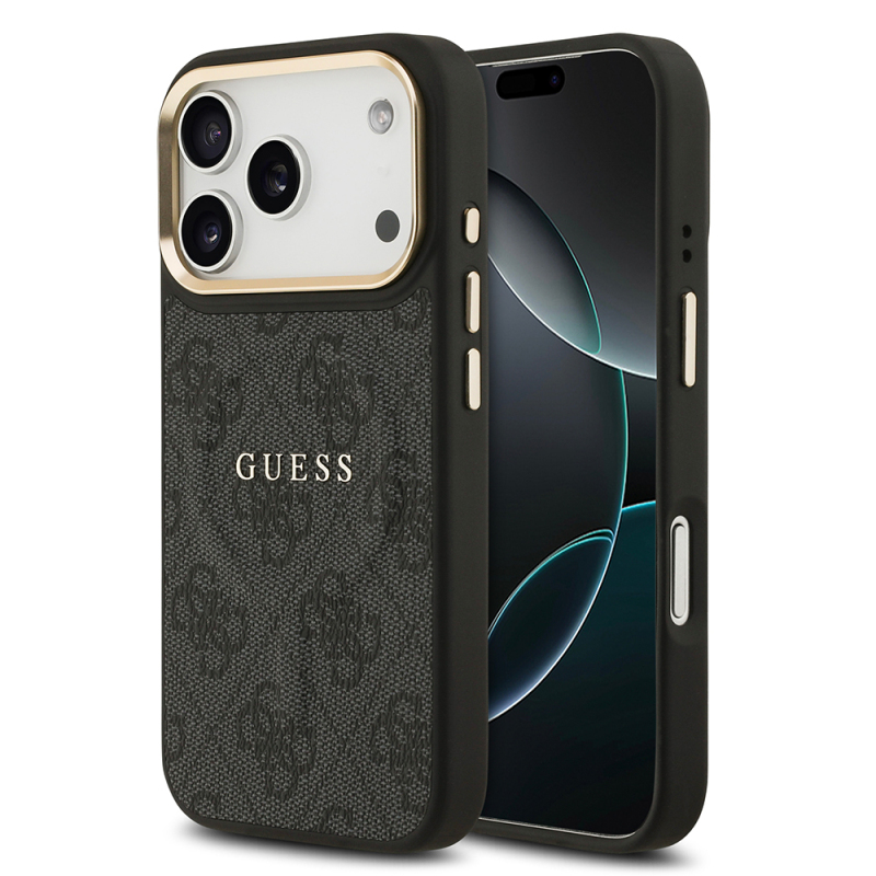 apple iphone 17 pro kilif guess orjinal lisansli m safe sarj ozellikli gold metal kamera cerceveli pu deri 4g desenli yazi logolu kapak iphone 17 pro guess 476316 39 o.jpg