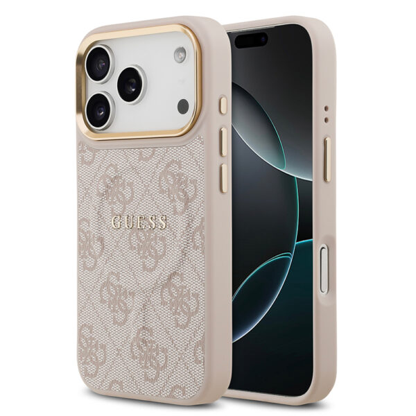 apple iphone 17 pro kilif guess orjinal lisansli m safe sarj ozellikli gold metal kamera cerceveli pu deri 4g desenli yazi logolu kapak iphone 17 pro guess 486584 39 b 1.jpg