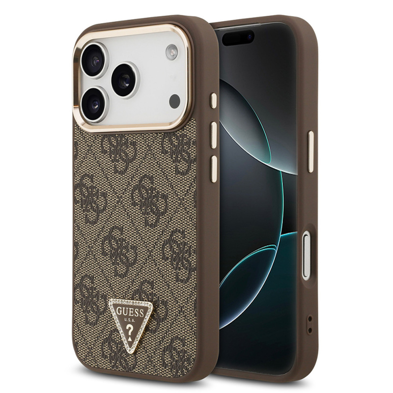 apple iphone 17 pro kilif guess orjinal lisansli m safe sarj ozellikli gold metal kamera cerceveli tasli ucgen logo 4g desenli kapak iphone 17 pro guess 493443 39 o.jpg