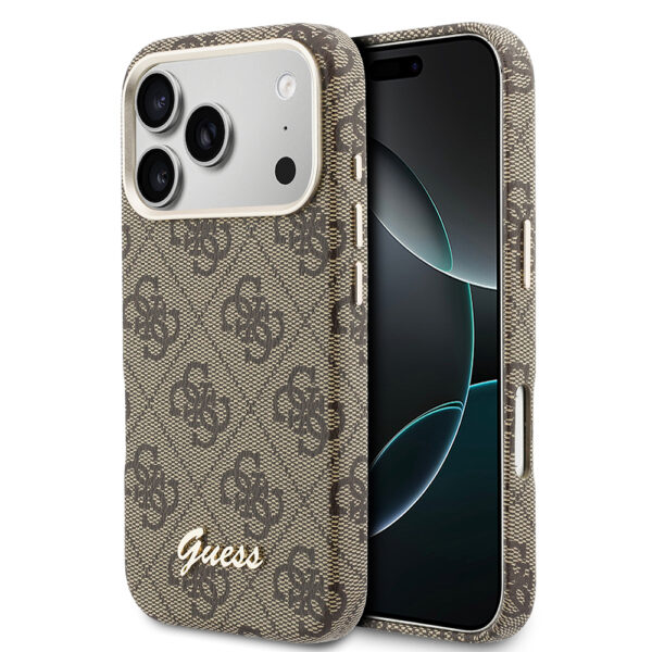 apple iphone 17 pro kilif guess orjinal lisansli m safe sarj ozellikli script yazi logolu 4g desenli kapak 41694 iphone 17 pro guess 526918 41 b 1.jpg