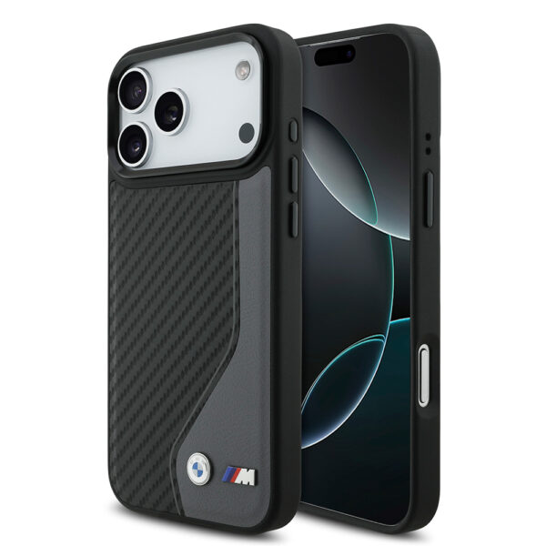 apple iphone 17 pro max kilif bmw orjinal lisansli m safe sarj ozellikli metal bmw ve m logolu pu karbon tasarimli kapak iphone 17 pro max bmw 470619 38 b 1.jpg