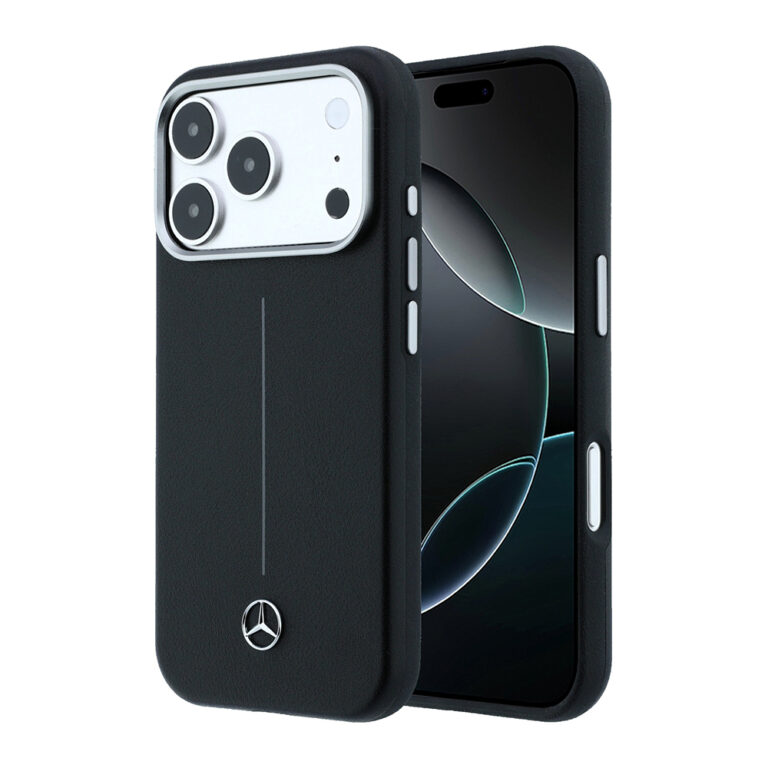apple iphone 17 pro max kilif mercedes benz orjinal lisansli m safe sarj ozellikli metal yildiz logolu cizgili deri kapak iphone 17 pro max mercedes benz 556817 43 b.jpg