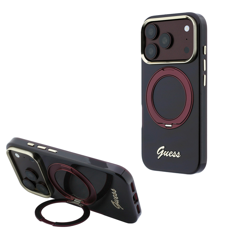 apple iphone 18 pro kilif guess orjinal lisansli m safe sarj ozellikli 360 derece donebilen standli metal yazi logolu silikon kapak iphone 18 pro guess 560806 43 o 1.jpg
