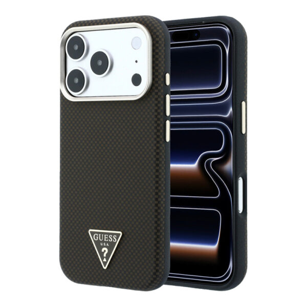 apple iphone 18 pro kilif guess orjinal lisansli m safe sarj ozellikli pu metal ucgen logolu karbon fiber kevlar kapak iphone 18 pro guess 562026 43 o 1.jpg