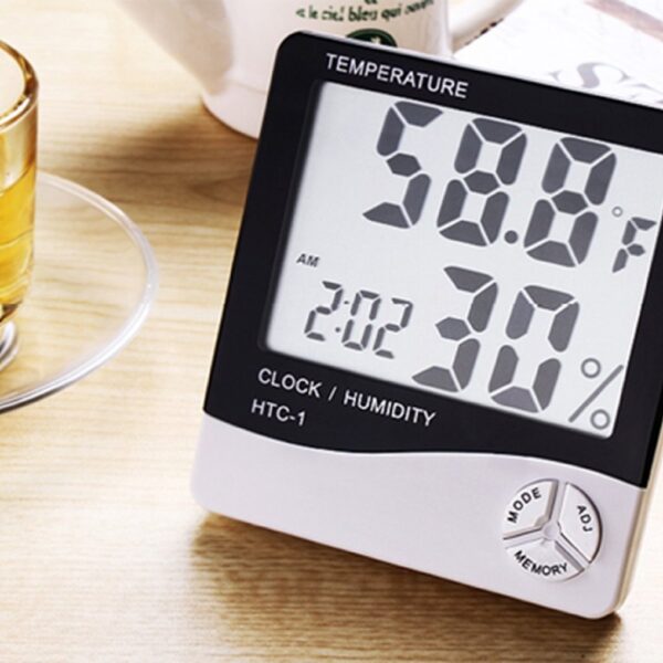 digital lcd thermometer hygrometer temperature humidity meter alarm clock indoor n3 image in electronics category at pixy.org