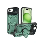 newface iphone 16e kilif joy lens standli kapak koyu yesil square.webp