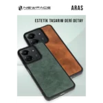 newface samsung galaxy a26 kilif aras deri kapak koyu yesil square 2.webp